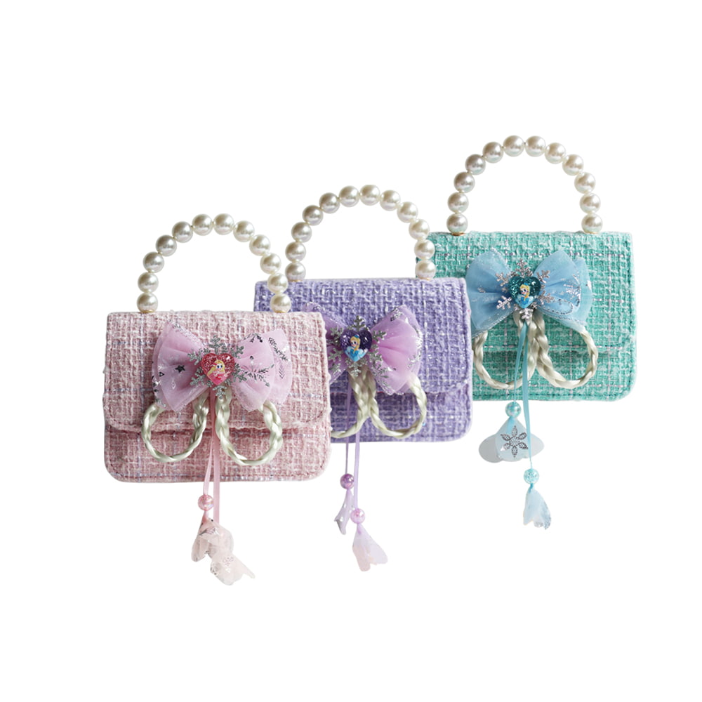 4839 Многоцветная мини-твидовая сумочка с бантом для девочек